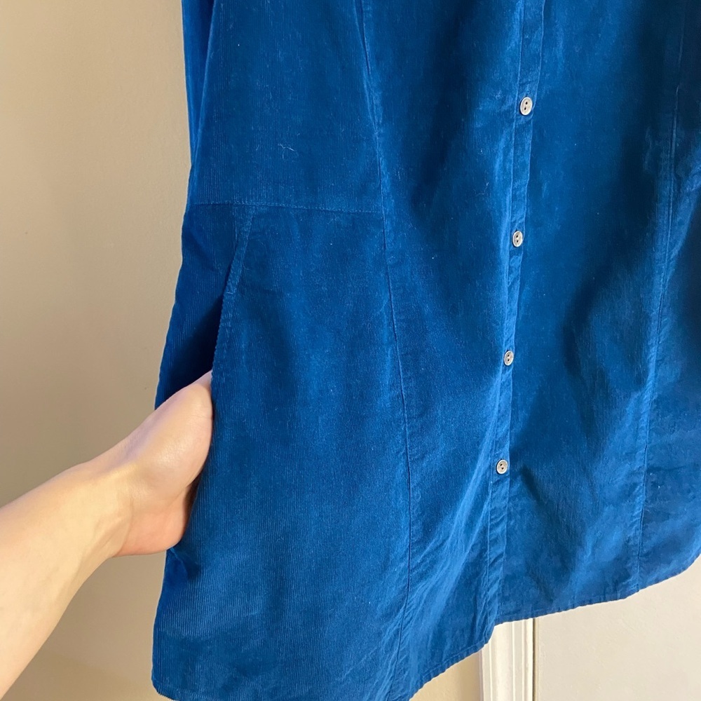 J. Jill Deep Blue Corduroy Shirt jacket with pockets button up large - Picture 5 of 6